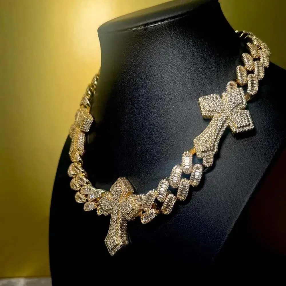 Gold Cross Cuban Link Chain 811 C